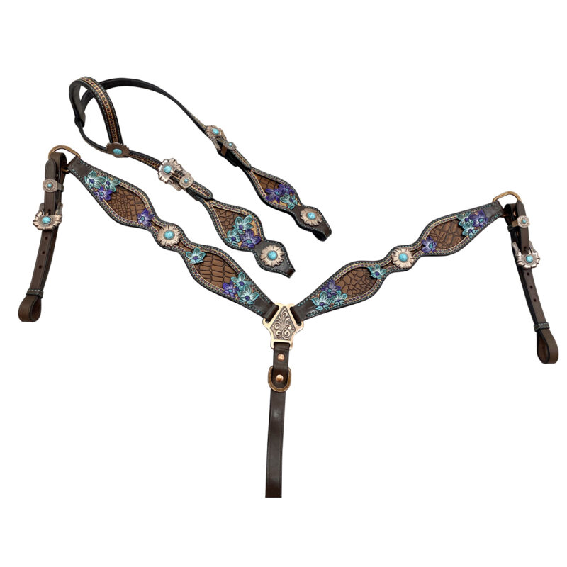 Leather Western Headstall and Breastplate Bridle