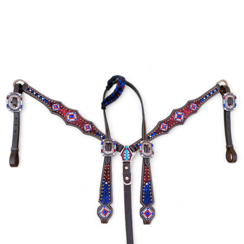 American Flag Headstall Set for the horse (HSBM-114234) - Image 9