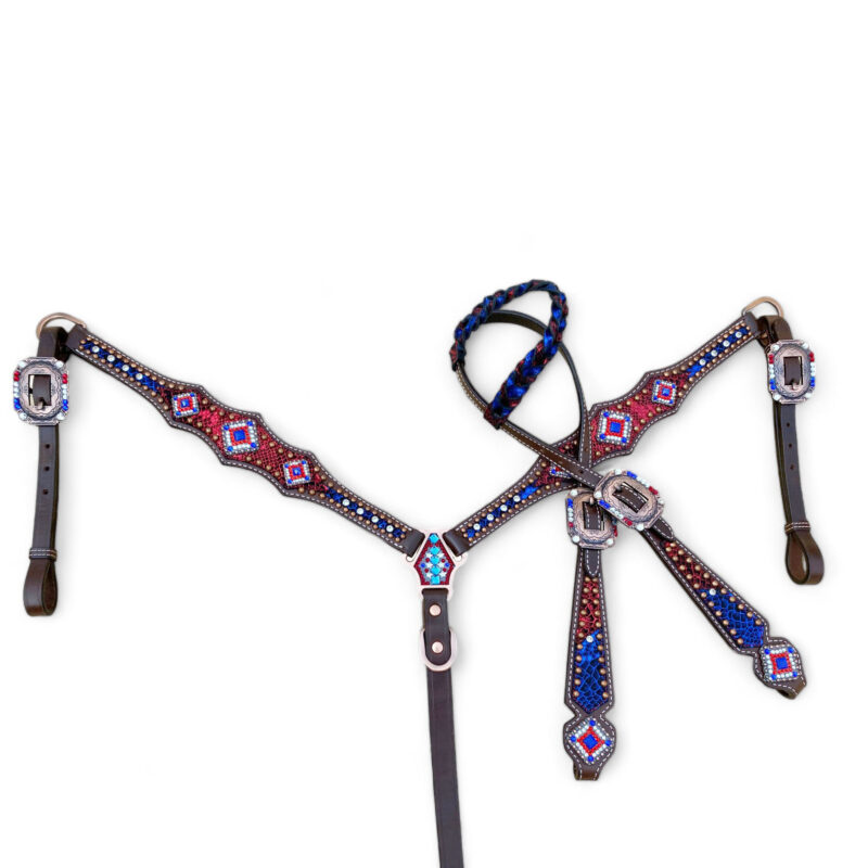 American Flag Headstall Set for the horse (HSBM-114234)