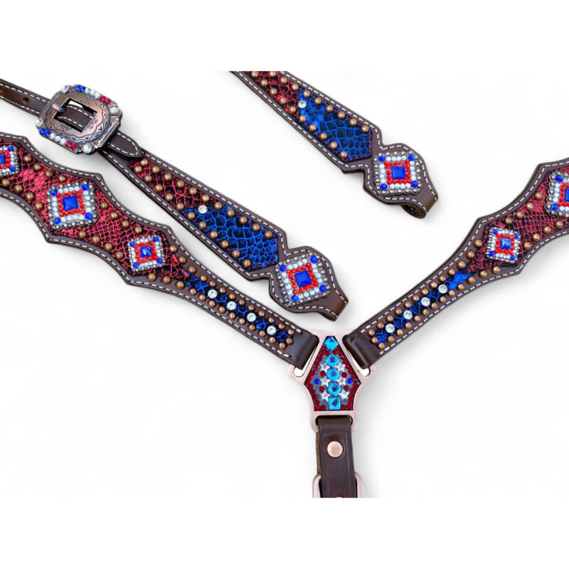 American Flag Headstall Set for the horse (HSBM-114234) - Image 2