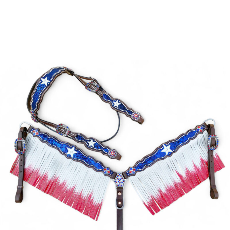 American Flag Headstall Set for the horse (HSBM-114232)