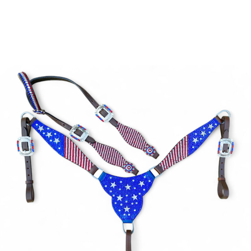 American Flag Headstall Set for the horse (HSBM-114243)