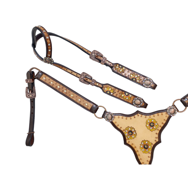 Western Leather Headstall tack set (HSBM 114166) - Image 2