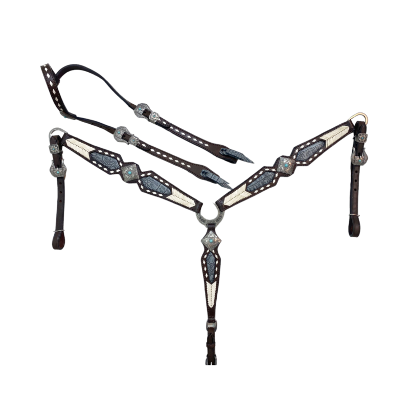 Western Leather Headstall tack set (HSBM 114168)