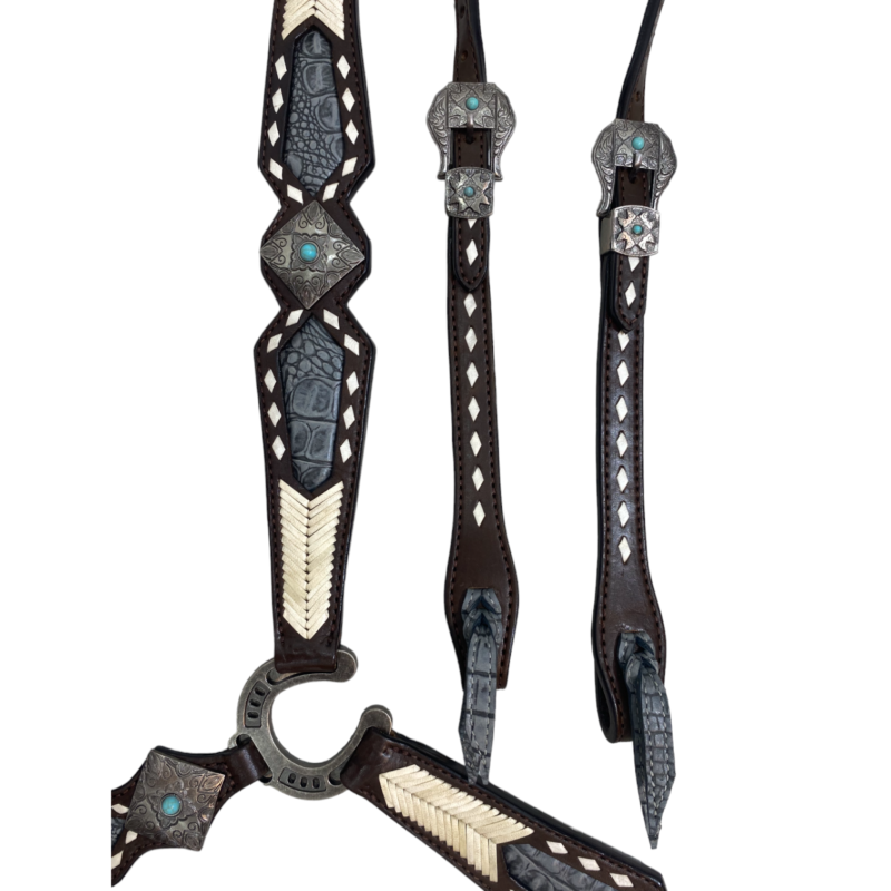 Western Leather Headstall tack set (HSBM 114168) - Image 3