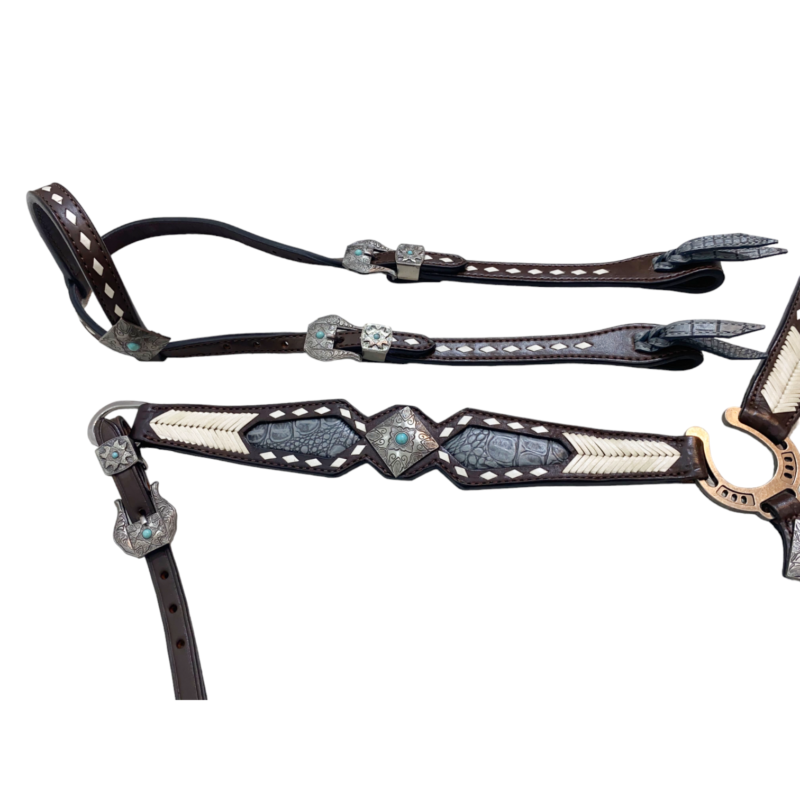 Western Leather Headstall tack set (HSBM 114168) - Image 7