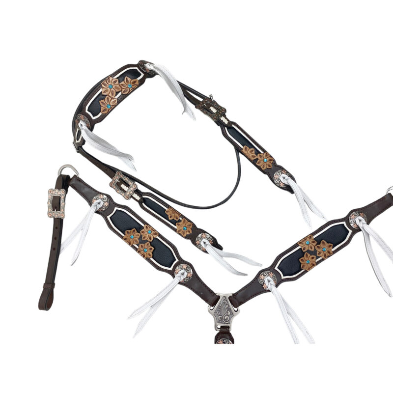 Western Leather Headstall tack set (HSBM 114174) - Image 2