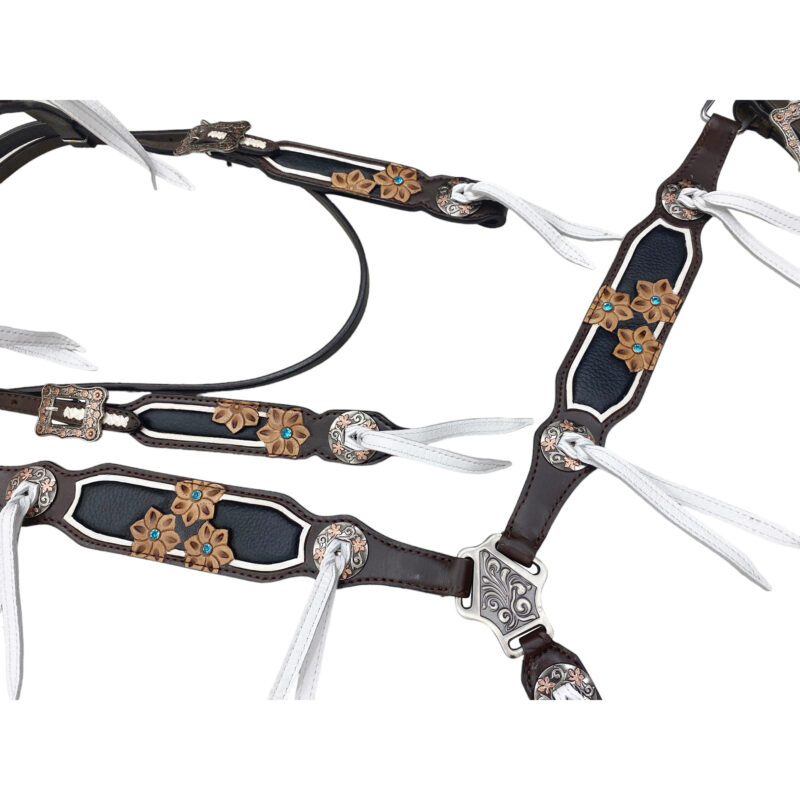Western Leather Headstall tack set (HSBM 114174) - Image 3