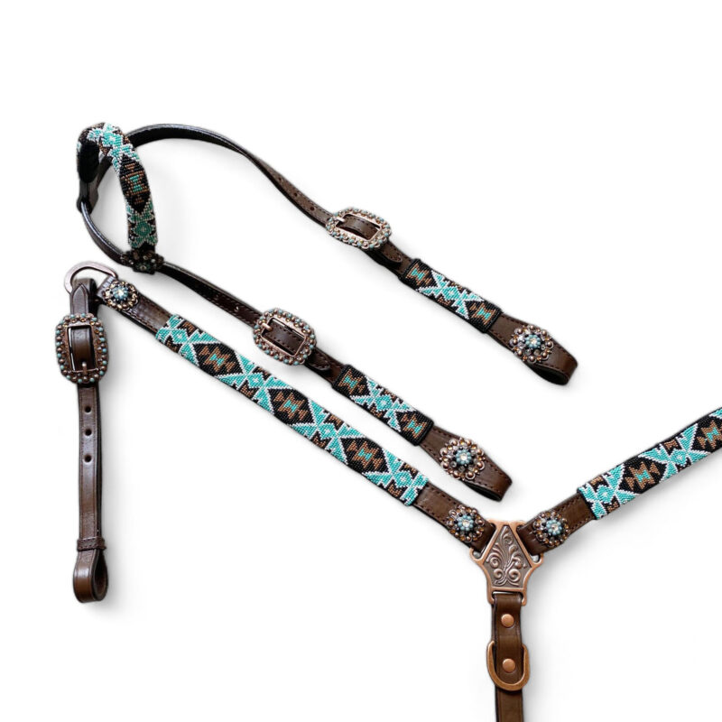 Western Leather Headstall Tack Set  (HSBM 114223) - Image 2