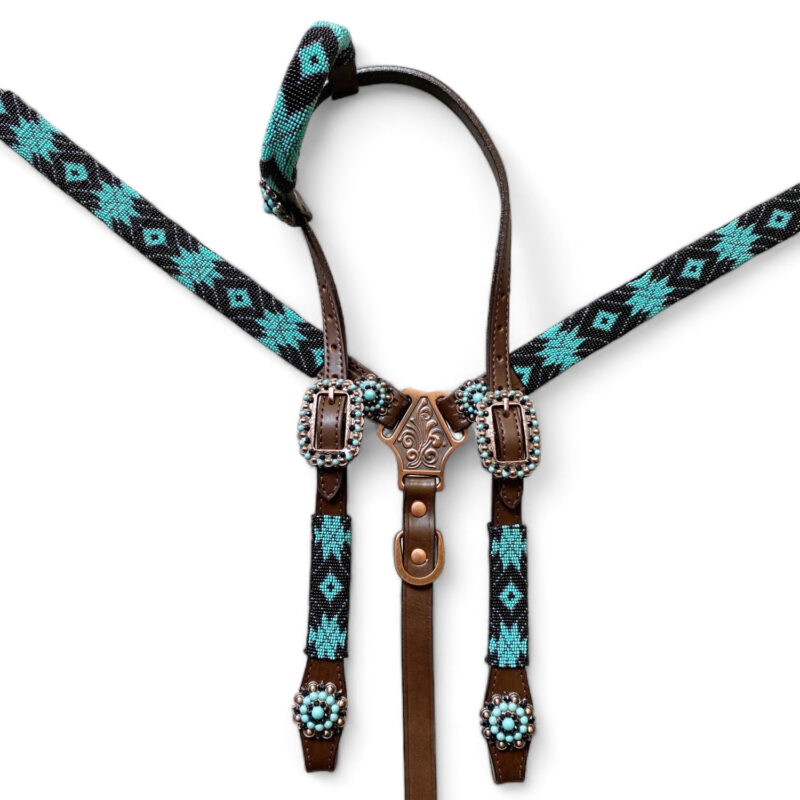 Leather Headstall and Breast Collar Tack Set (HSBM 114225) - Image 2