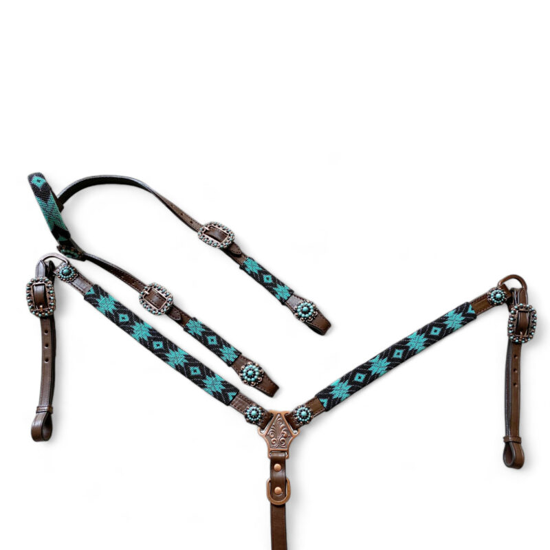 Western Leather Headstall Tack Set  (HSBM 114224) - Image 2
