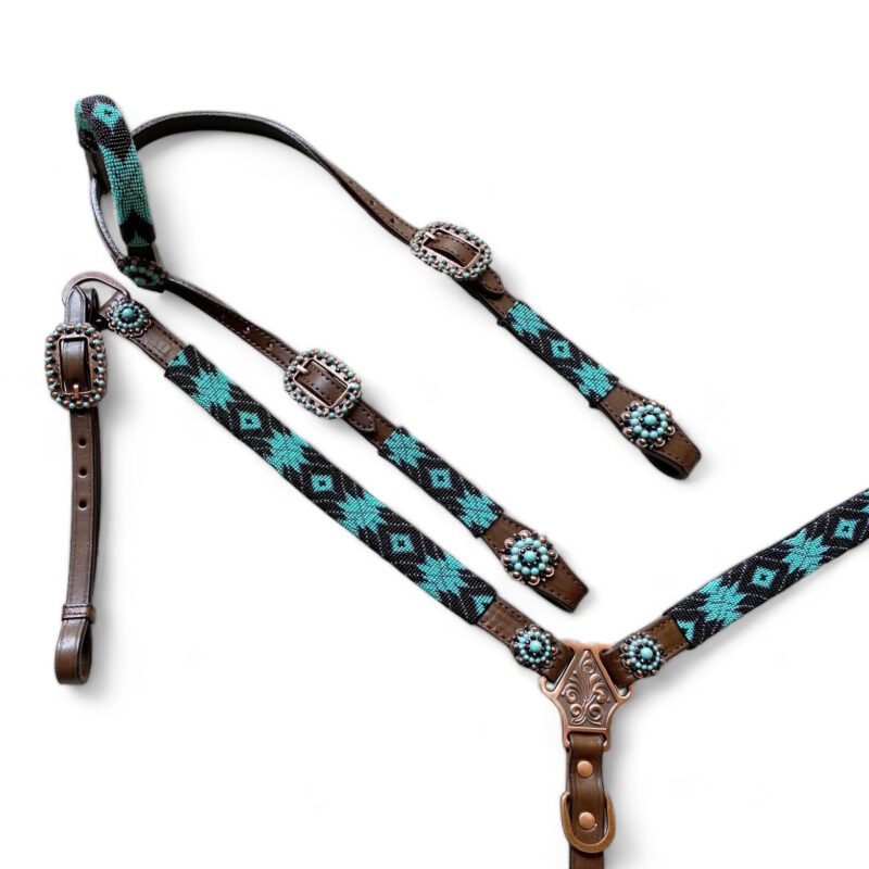 Western Leather Headstall Tack Set  (HSBM 114224) - Image 3