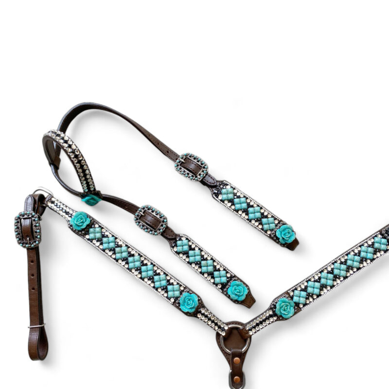 Leather Headstall and Breast Collar Tack Set (HSBM 114225) - Image 4