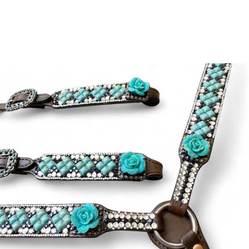 Leather Headstall and Breast Collar Tack Set (HSBM 114225) - Image 7