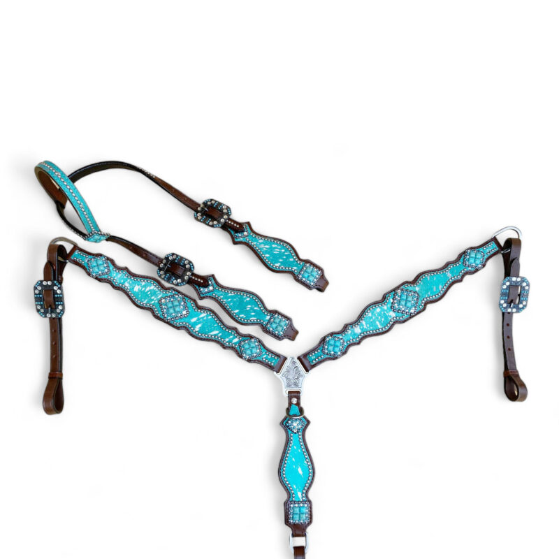 Turquoise Leather Headstall Set HSBM (114244)