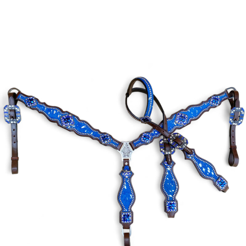 Western Headstall Set Royal Blue  (HSBM 114245) - Image 15