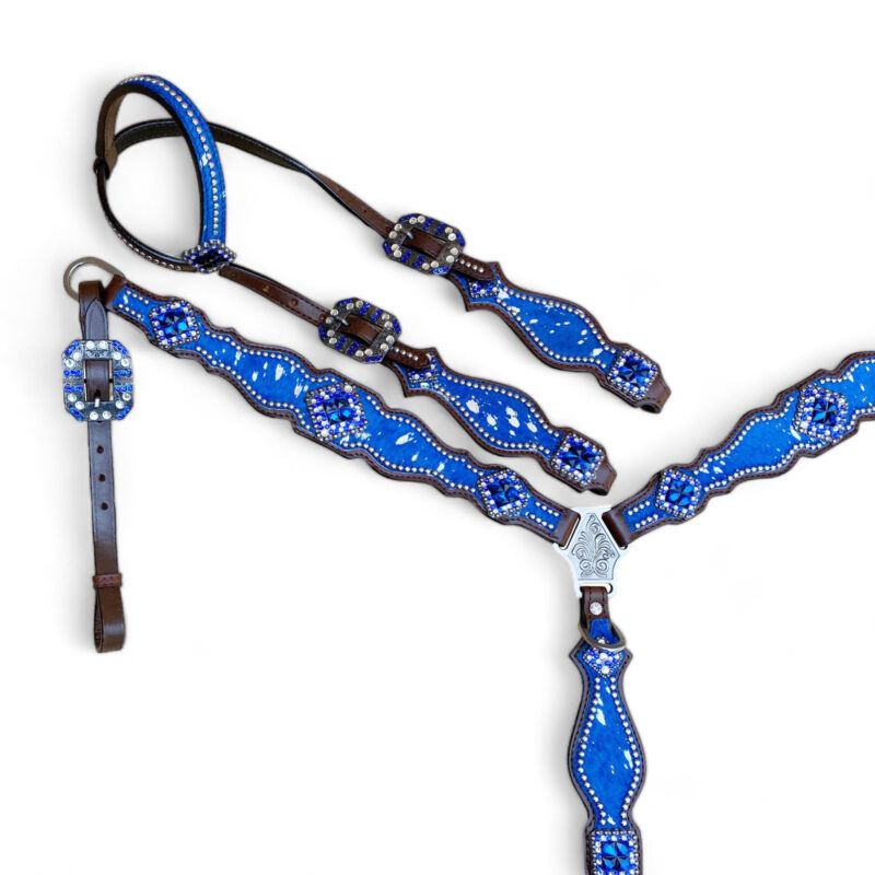 Western Headstall Set Royal Blue  (HSBM 114245) - Image 2