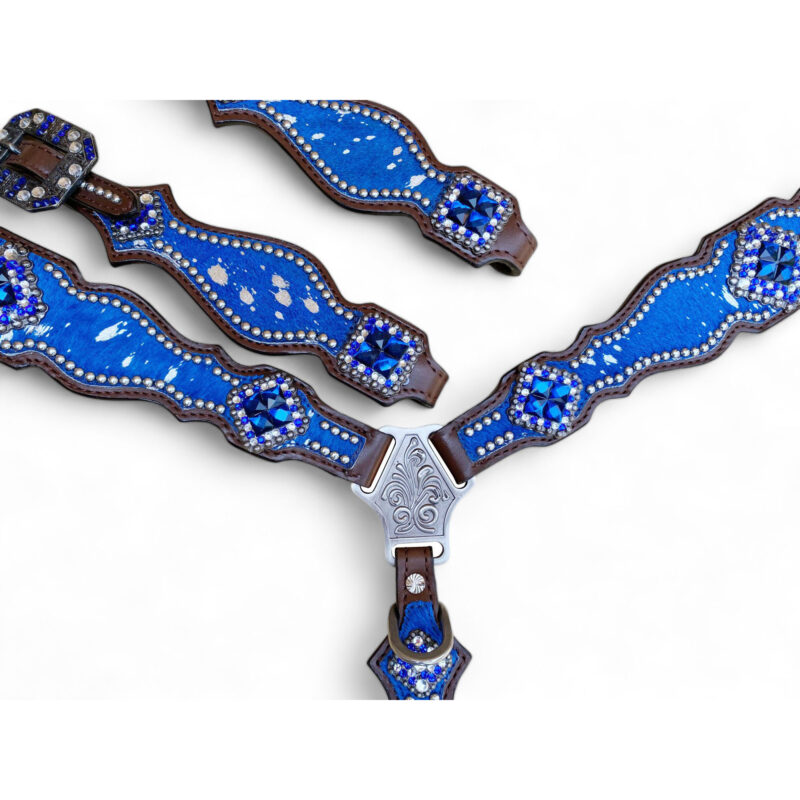 Western Headstall Set Royal Blue  (HSBM 114245) - Image 8