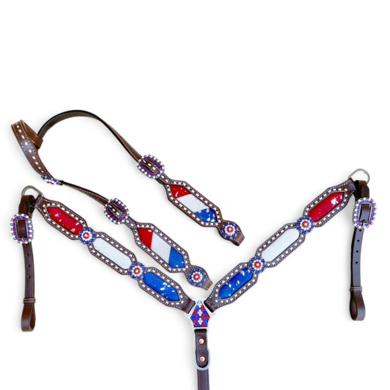 American Flag Headstall Set for the horse (HSBM-114240)