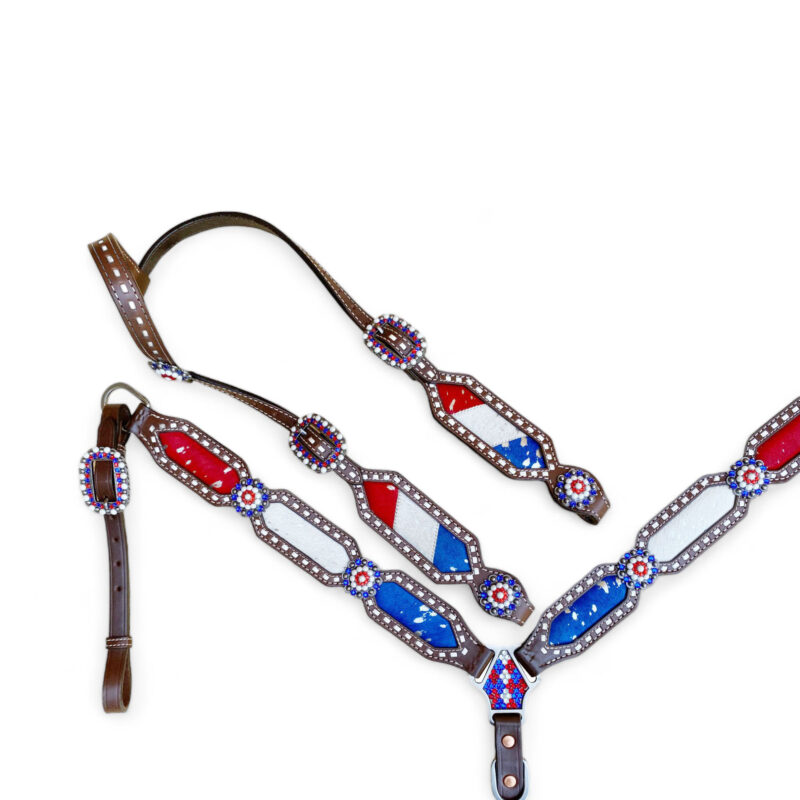 American Flag Headstall Set for the horse (HSBM-114240) - Image 3