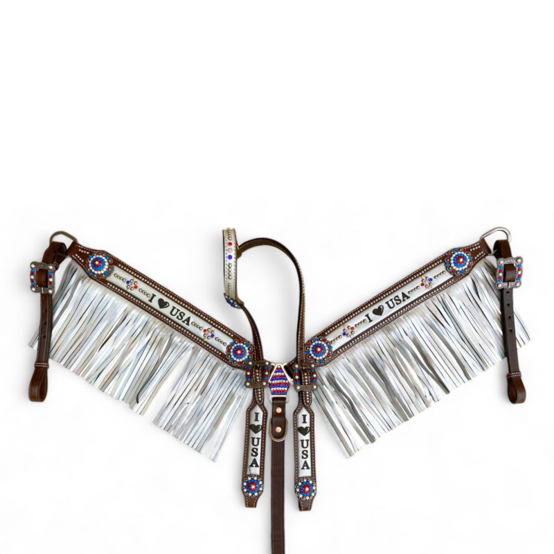 American Flag Headstall Set for the horse (HSBM-114239) - Image 9