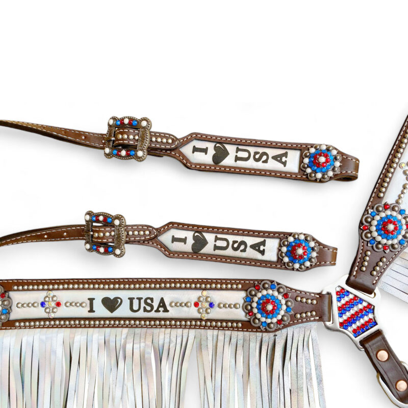 American Flag Headstall Set for the horse (HSBM-114239) - Image 2