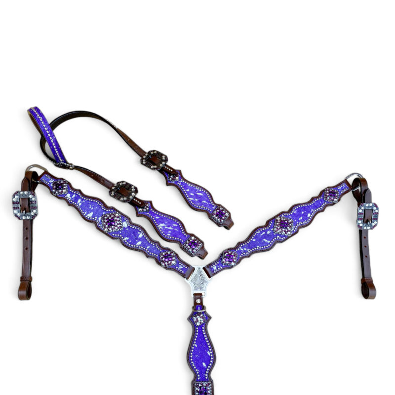 Western Headstall Set Purple Silver (HSBM 114248)