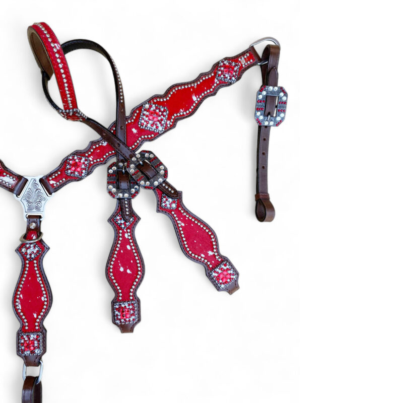 Western Headstall Set Red Silver (HSBM 114246) - Image 15