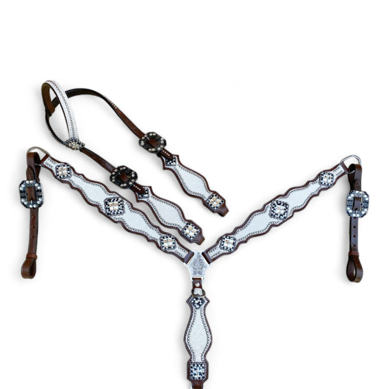 Western Headstall Set White Silver (HSBM 114247)