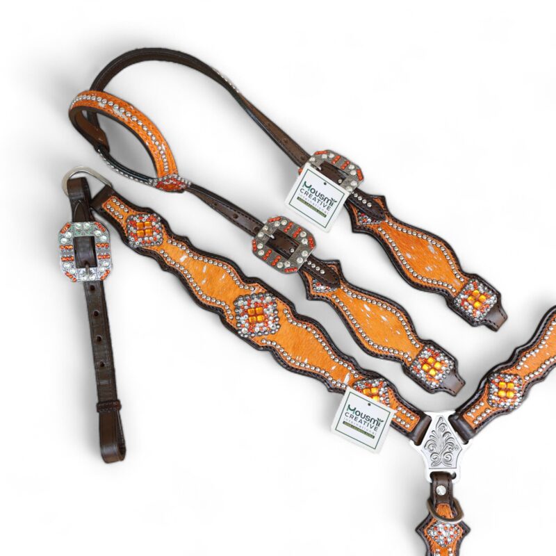 Western Leather Headstall tack set (HSBM 114255) - Image 3