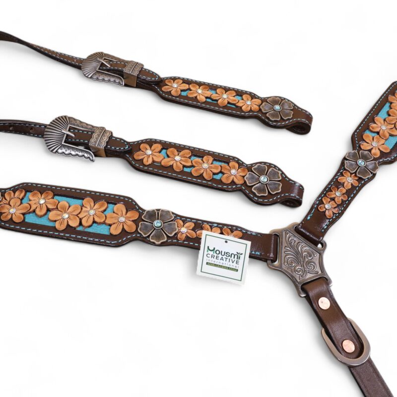 Western Leather Headstall Tack Set (HSBM 114302) - Image 3