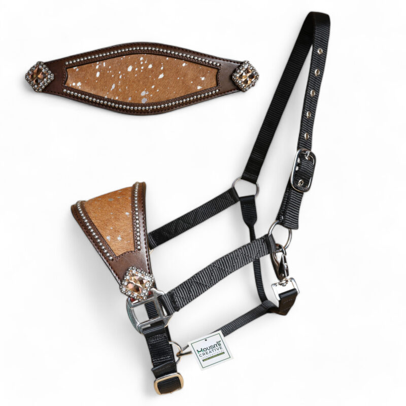 Acid Wash Hair on Leather Bronc Halter BHM 2713156