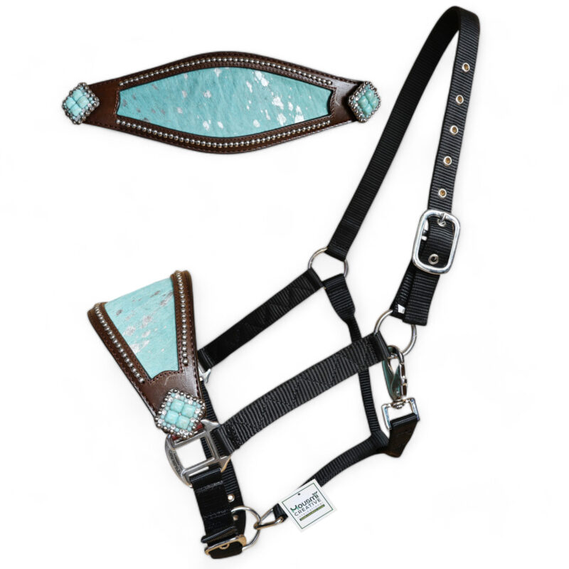 Acid Wash Hair on Leather Bronc Halter BHM 2713157 - Image 8
