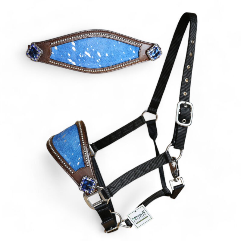 Acid Wash Hair on Leather Bronc Halter BHM 2713159