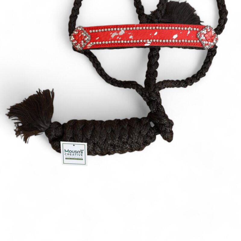 Leather Noseband Mule Tape Lead Rope Halter MMH 114327 - Image 3