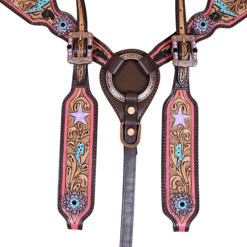 Western Leather Headstall Tack Set (HSBM 114369) - Image 2