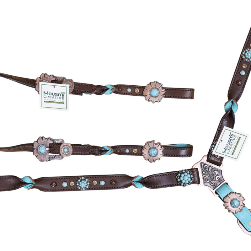Western Leather Headstall Tack Set (HSBM 114376) - Image 3