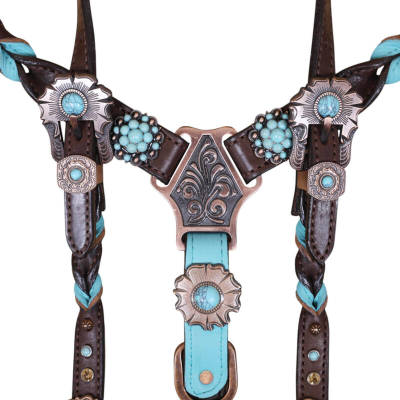 Western Leather Headstall Tack Set (HSBM 114376) - Image 2