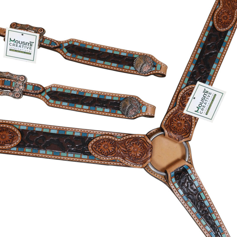 Western Leather Headstall Tack Set (HSBM 114397) - Image 3