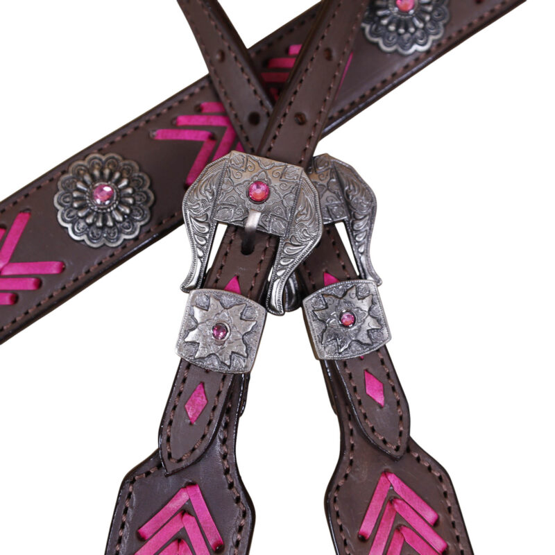 Western Leather Headstall and Breast Collar tack Set Aztec print (HSBM 114404) - Image 10